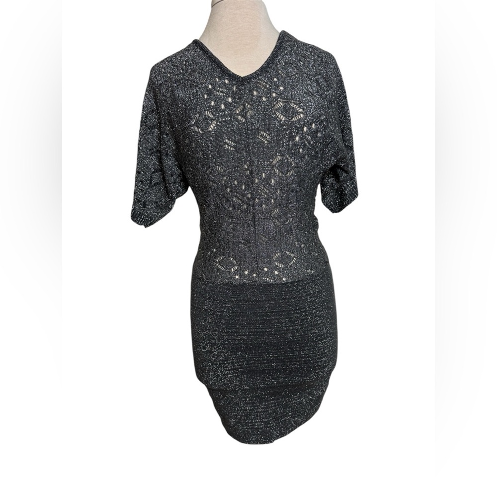 Gray tricot mini dress , Medium size .